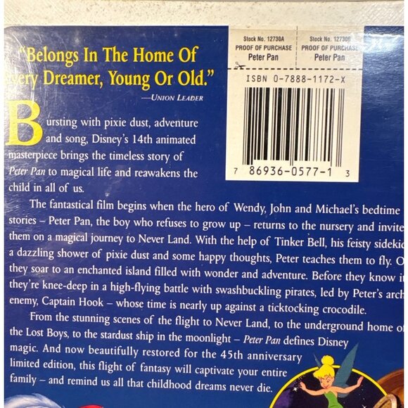 Walt Disney Peter Pan VHS 45th Anniversary Limited Edition - Picture 5 of 6